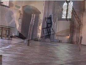 A person standing in a flooded room